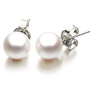  5mm White Akoya Saltwater Cultured Pearl Stud Earrings AAA Quality