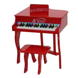    Childrens 30 key Toy Red Wood Piano with Seat Toys & Games