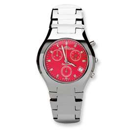 New Mens Swiss Tungsten Chronograph Red Dial Watch  