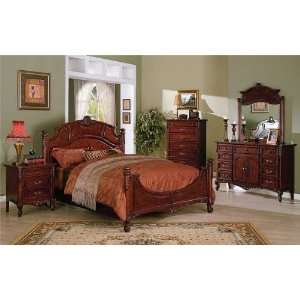  New 5 pc queen size wood bedroom set with hand carved 