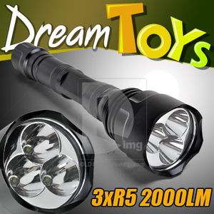 Water Resistant 3x CREE XPG XP G R5 LED Flashlight Torch 3xR5 5 Mode 