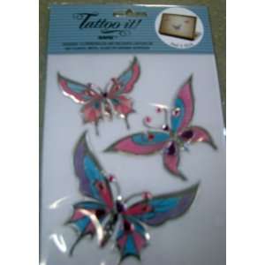    Tattoo It ER13881 Pink Jeweled Butterfly Stickers 