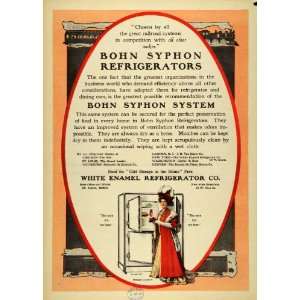 1909 Ad White Enamel Bohn Syphon Refrigerator Royalty   Original Print 