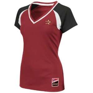  Houston Astros Womens The Emerald Red V Neck Fashion Top 
