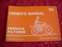 1980 Honda XL100 Owners Manual 80 XL 100 S  