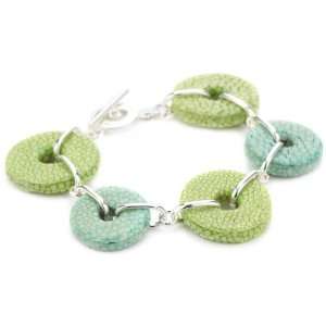 Love Peace And Hope Blue And Green Stingray And Silver Toggle Bracelet