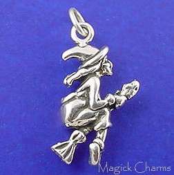 Sterling Silver WITCH On BROOM 3D Wizard Of Oz Charm  