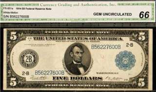   1914 Fr 851a $5 Federal Reserve Note,District of New York GEM  
