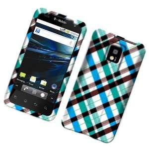 Cuffu TMobile LG G2X 4G Blue Plaid Snap on Case Cover + Universal 