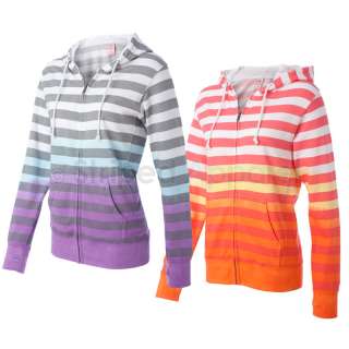 Weatherproof Ladies Angie Ombre Striped Hooded Sweatshirt Hoodie S 2XL 