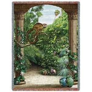   Family in Jungle Palace Cotton Tapestry Throw Blanket