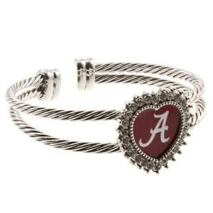 University of Alabama Silver toned double wired cuff bracelet with 