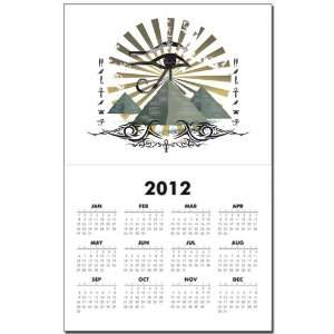  Calendar Print w Current Year Egyptian Pyramids Ankh 