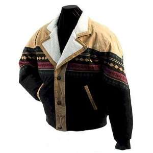  Navajo Style Suede Leather Winter Jacket (Large) 
