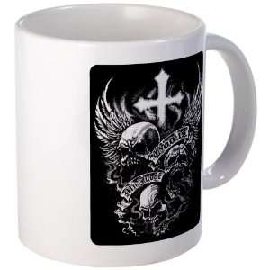   Cup) God Is My Judge Skulls Cross and Angel Wings 