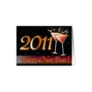  Happy New Year 2011   Wine Glasses Card Health & Personal 