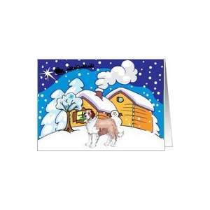  St Bernard Log Cabin Christmas Card Card Health 