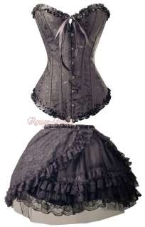 Lolita Black Bridal Sweetheart CORSET & Skirt S 6XL g2885_k  