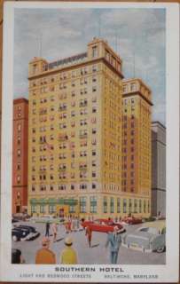 1950 AD Postcard Southern Hotel Baltimore, Maryland MD  