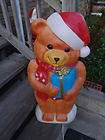LARGE VINTAGE BLOWMOLD BEAR/CANDY/CANE /GIFT 35 NICE  