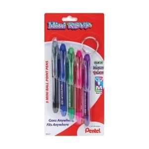  Pentel Mini R.S.V.P. Ball Point Pens Medium 5/Pkg Black 
