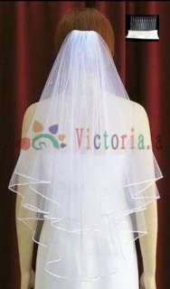 2T/4T white/ivory wedding bridal veil beads comb new  