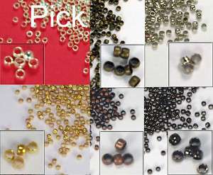 500 PLATED crimp beads 2x1.5mm 2x2mm nickel free PICK  