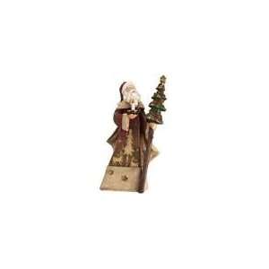   Santa with Tree Staff & Candle Christmas Table Top Fig