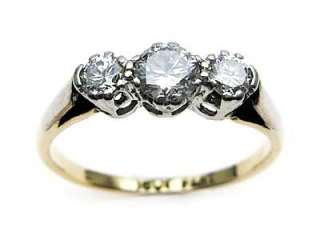 Vintage 18ct Gold & Platinum three stone Diamond ring   SIZE M+  