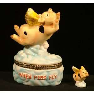  When Pigs Fly Winged Pig Piglet Hinged Trinket Box phb 