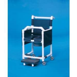 Deluxe Shower Commode with Lap Bar Mesh Backrest Color Navy, Seat 