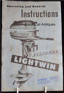 Owners Boat Manual Evinrude 3HP Lightwin #3012 & #3013  