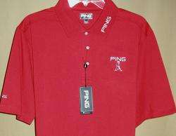PING Tour Logo Jersey Limited Edition s/s Polo Lg (Red  