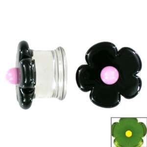  Sparkle Green Cherry Blossom with Yellow Center Handmade Glass 
