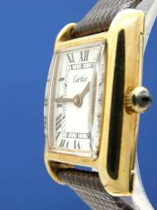 Ladies Cartier Tank 18K Gold Plated Watch W/ White Dial (54594)  