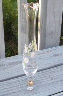50th 50 ANNIVERSARY CRYSTAL GLASS FENTON FLORAL FLOWER BUD VASE w 