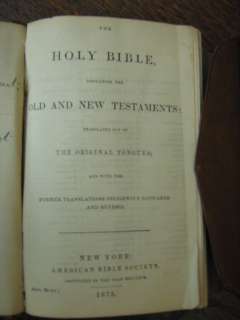 ANTIQUE HOLY BIBLE LEATHER POST CIVIL WAR 1875  