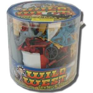  Wild West Cowboys and Indians Playset 104 Piece Bucket of 