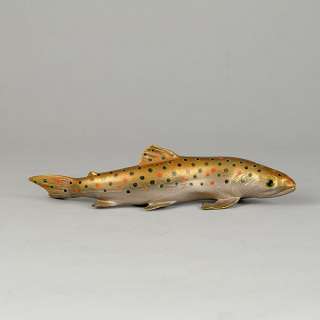 Early 20th C Bronze Swimming Trout by Franz Bergman  