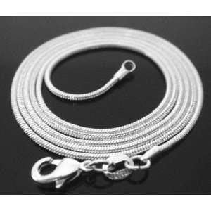  925 Sterling Silver 1mm Snake Necklace.fashion Silver 