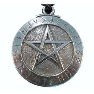   Pendant Futhark Wicca Wiccan Pagan Pentagram Necklace Gothic Jewelry