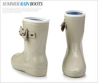 Womens Waterproof Ribbon Wellingtons Rain Boots  