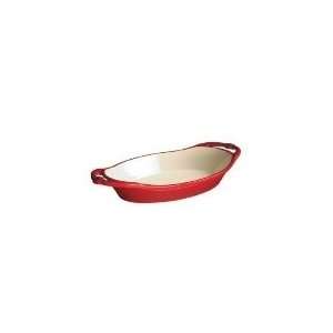  Cast Iron Enamel Oval Casserole Dish, 2 quarts, Patriot Red Kitchen