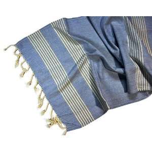  Turkish Towel Pestemal   Thin Stripes on Blue . Turkish Hand Towel 
