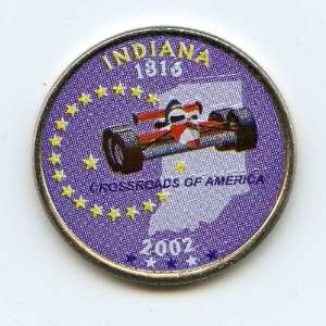  2002 Indiana U.S. State Quarters coin colorized 