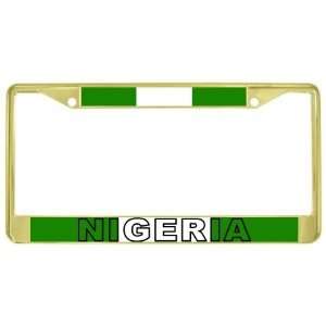  Nigeria Nigerian Name Flag Gold Tone Metal License Plate 