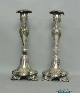 WMF Fraget Silver Plated Candlesticks Poland Ca 1900  