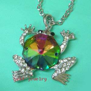 Diamante frog pendant long Necklace 27  