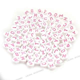 400x Letter Charms Plastic Seed Mini Beads White 110446  