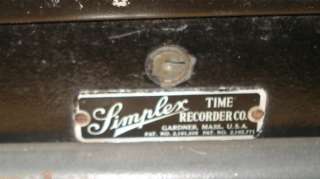 Simplex Time Recorder Punch Clock in full working condition from the 
